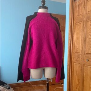 DKNY Fuchsia and Black Crew Neck Sweater